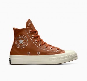 Tenis Converse Chuck 70 Bold Stitch Altos Mujer Marrones | COLOMBIA V0613I