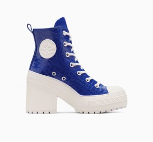 Tenis Converse Chuck 70 De Luxe Heel Embossed Altos Mujer Azules | COLOMBIA A2037J