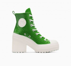 Tenis Converse Chuck 70 De Luxe Heel Embossed Altos Mujer Verde | COLOMBIA K4819P