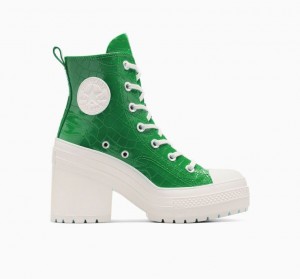 Tenis Converse Chuck 70 De Luxe Heel Embossed Altos Mujer Verde | COLOMBIA Z1240B