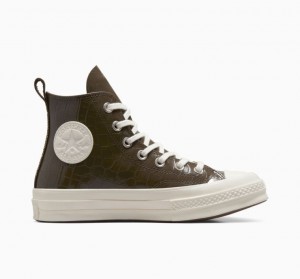 Tenis Converse Chuck 70 Embossed Altos Mujer Chocolate | COLOMBIA C1026P