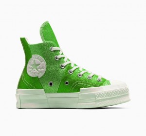 Tenis Converse Chuck 70 Plus Glitter Altos Mujer Verde | COLOMBIA L1728G