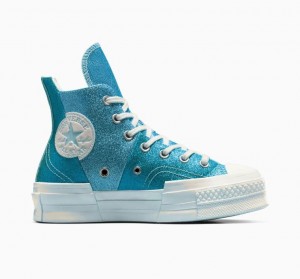 Tenis Converse Chuck 70 Plus Glitter Altos Mujer Azules | COLOMBIA Q2438J