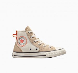 Tenis Converse Chuck Taylor All Star Canvas Overlay Altos Niños Beige | COLOMBIA R3496W