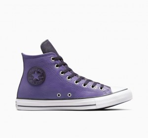 Tenis Converse Chuck Taylor All Star Leather Altos Hombre Moradas | COLOMBIA C4076I