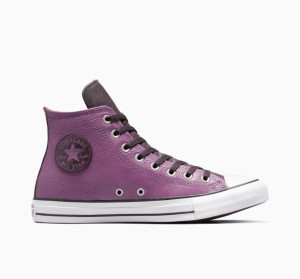 Tenis Converse Chuck Taylor All Star Leather Altos Hombre Moradas | COLOMBIA L5742M