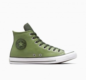 Tenis Converse Chuck Taylor All Star Leather Altos Hombre Verde Claro | COLOMBIA E1628Y