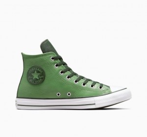 Tenis Converse Chuck Taylor All Star Leather Altos Hombre Verde Claro | COLOMBIA N8357P