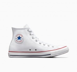 Tenis Converse Chuck Taylor All Star Leather Altos Hombre Blancas | COLOMBIA U0641Y