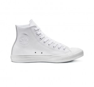 Tenis Converse Chuck Taylor All Star Leather Altos Hombre Blancas | COLOMBIA R7259L