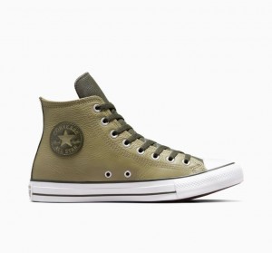 Tenis Converse Chuck Taylor All Star Leather Altos Hombre Verde Oliva | COLOMBIA G1968A