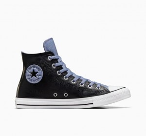 Tenis Converse Chuck Taylor All Star Leather Altos Mujer Negras Azules | COLOMBIA S7896I