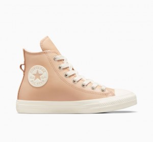 Tenis Converse Chuck Taylor All Star Leather Faux Fur Lining Altos Mujer Coral | COLOMBIA X3417M