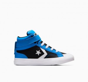 Tenis Converse Pro Blaze Strap Leather Altos Niños Azules Negras | COLOMBIA P0457L