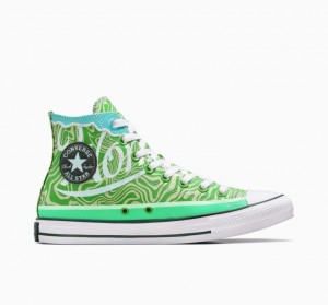 Tenis Converse X Wonka Chuck Taylor All Star Swirl Altos Mujer Verde | COLOMBIA V2867M