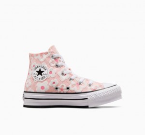 Tenis Plataforma Converse Chuck Taylor All Star Lift Floral Embroidery Niños Rosas | COLOMBIA G5308H