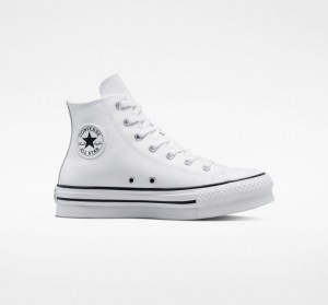 Tenis Plataforma Converse Chuck Taylor All Star Lift Leather Niños Blancas | COLOMBIA N0732U