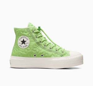 Tenis Plataforma Converse Chuck Taylor All Star Lift Quilted Mujer Verde Claro | COLOMBIA O9857I