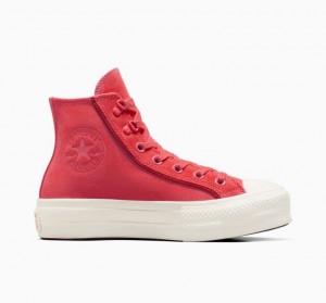 Tenis Plataforma Converse Chuck Taylor All Star Lift Suede Mujer Rojas | COLOMBIA W9528N