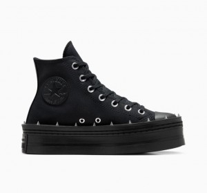 Tenis Plataforma Converse Chuck Taylor All Star Modern Lift Studded Mujer Negras | COLOMBIA G5941W