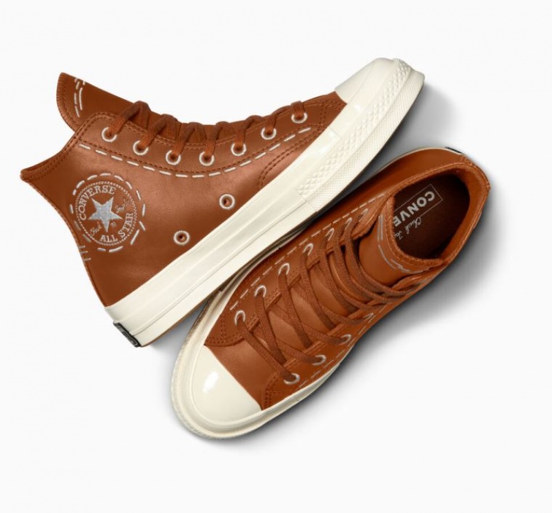 Tenis Converse Chuck 70 Bold Stitch Altos Mujer Marrones | COLOMBIA V0613I