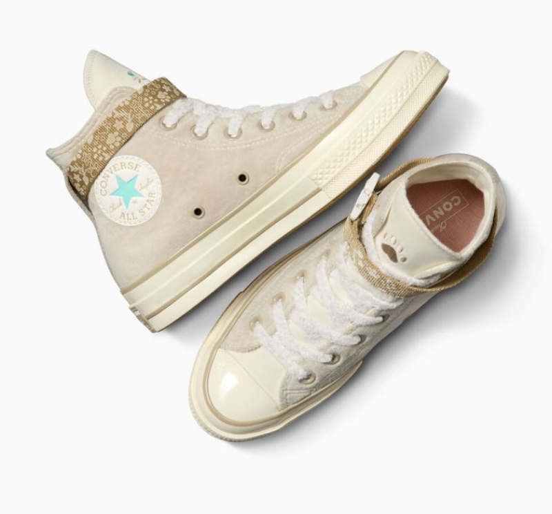 Tenis Converse Chuck 70 Cat Inspired Altos Mujer Blancas | COLOMBIA F4675A