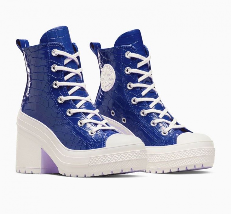 Tenis Converse Chuck 70 De Luxe Heel Embossed Altos Mujer Azules | COLOMBIA A2037J