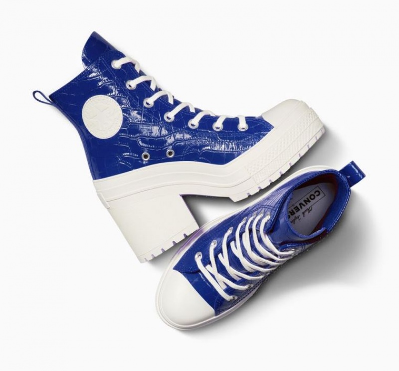 Tenis Converse Chuck 70 De Luxe Heel Embossed Altos Mujer Azules | COLOMBIA A2037J