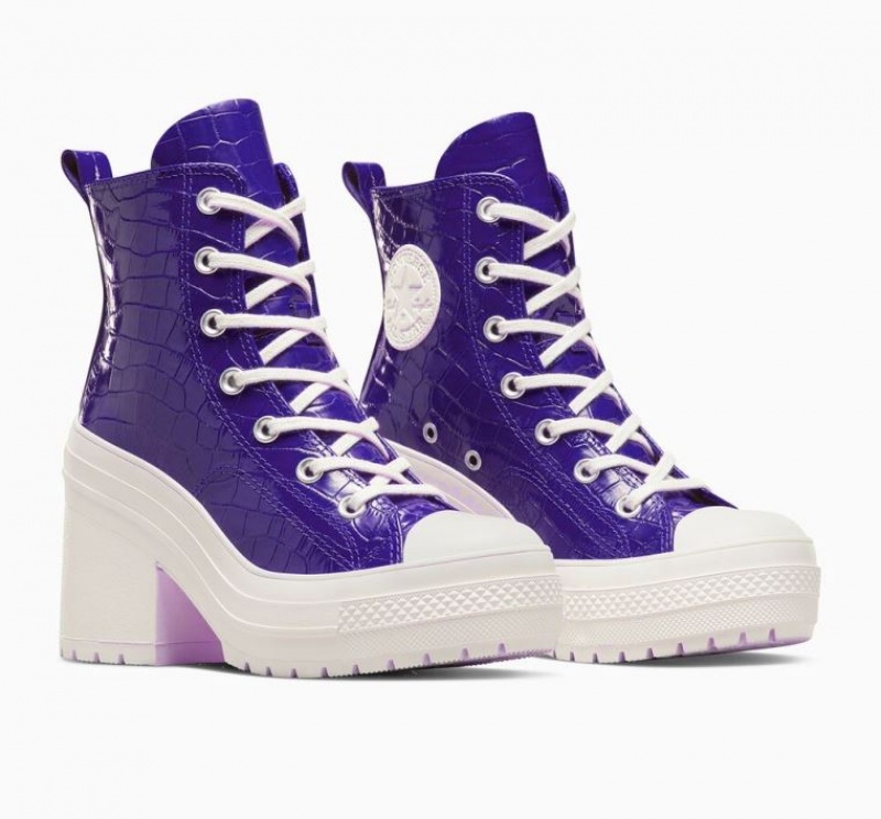 Tenis Converse Chuck 70 De Luxe Heel Embossed Altos Mujer Azules | COLOMBIA S8756D