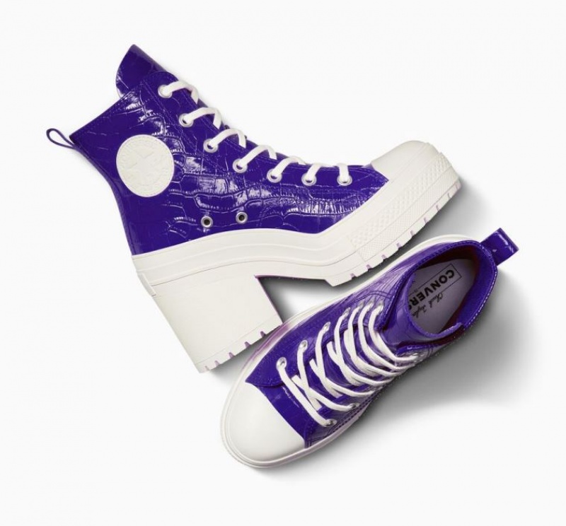 Tenis Converse Chuck 70 De Luxe Heel Embossed Altos Mujer Azules | COLOMBIA S8756D