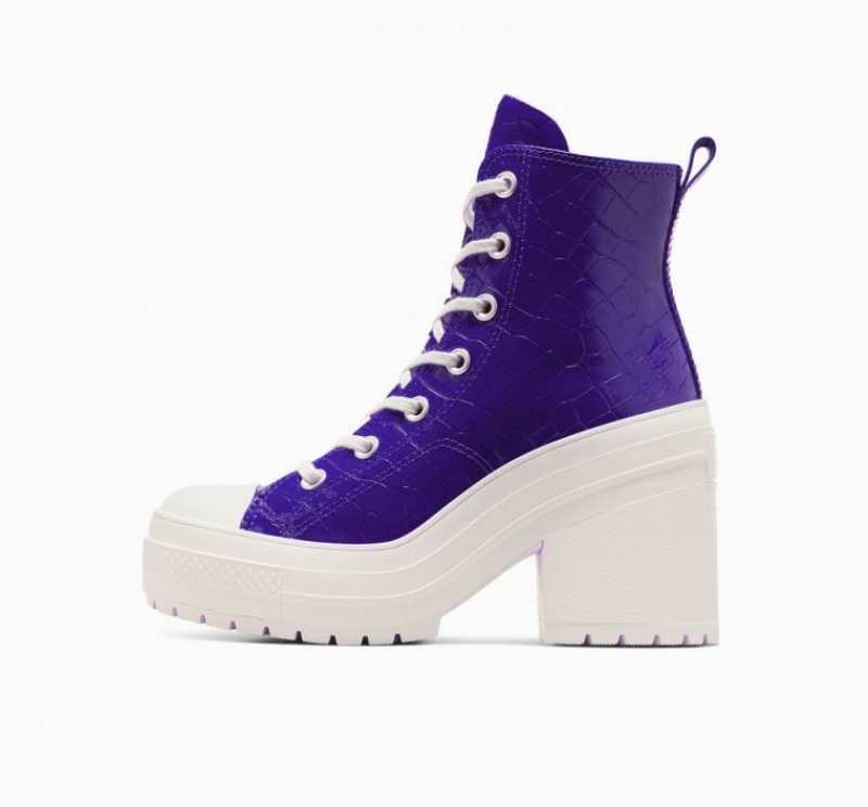 Tenis Converse Chuck 70 De Luxe Heel Embossed Altos Mujer Azules | COLOMBIA S8756D