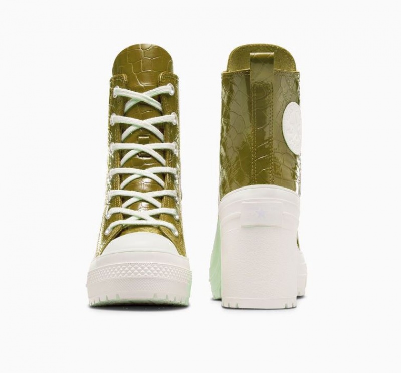 Tenis Converse Chuck 70 De Luxe Heel Embossed Altos Mujer Verde Oliva | COLOMBIA K6759V