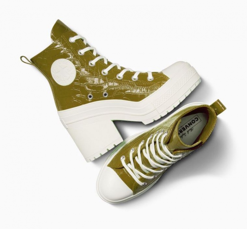 Tenis Converse Chuck 70 De Luxe Heel Embossed Altos Mujer Verde Oliva | COLOMBIA K6759V