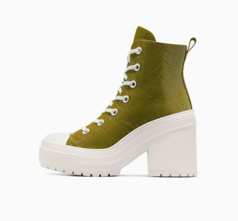 Tenis Converse Chuck 70 De Luxe Heel Embossed Altos Mujer Verde Oliva | COLOMBIA K6759V