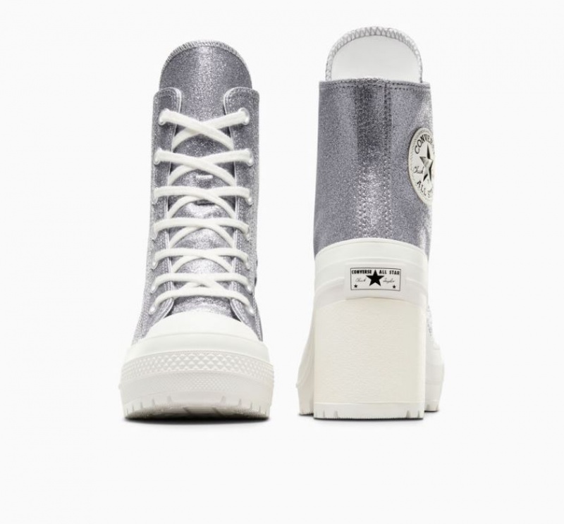 Tenis Converse Chuck 70 De Luxe Heel Glitter Altos Mujer Plateadas | COLOMBIA T8237Z