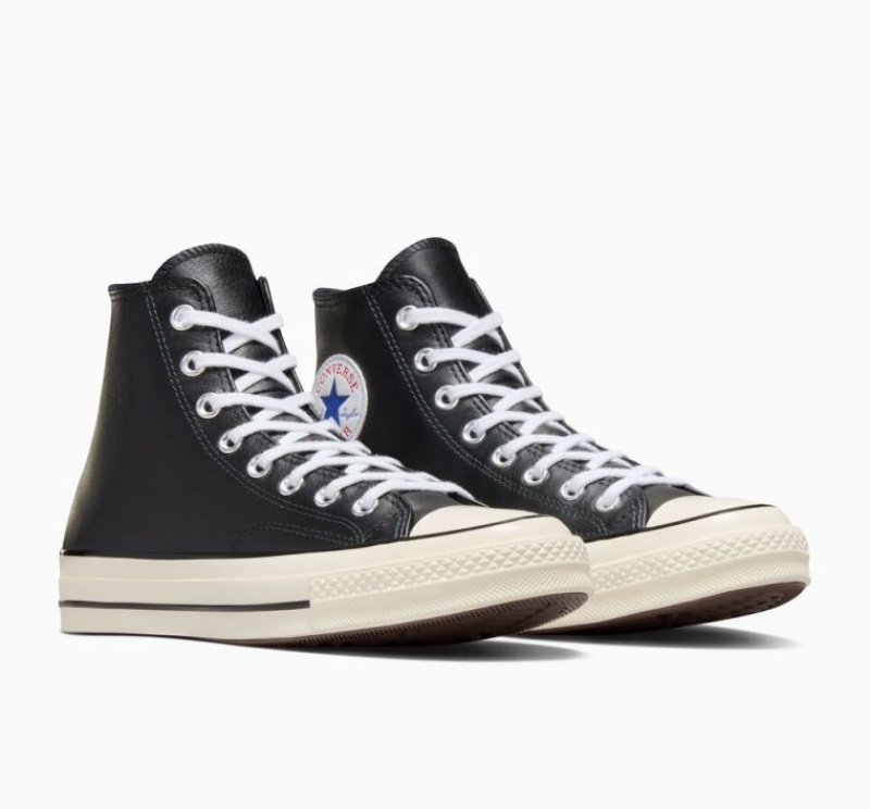 Tenis Converse Chuck 70 Leather Altos Hombre Negras | COLOMBIA O5306Q