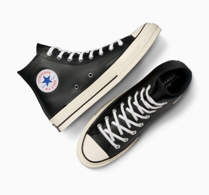 Tenis Converse Chuck 70 Leather Altos Hombre Negras | COLOMBIA O5306Q