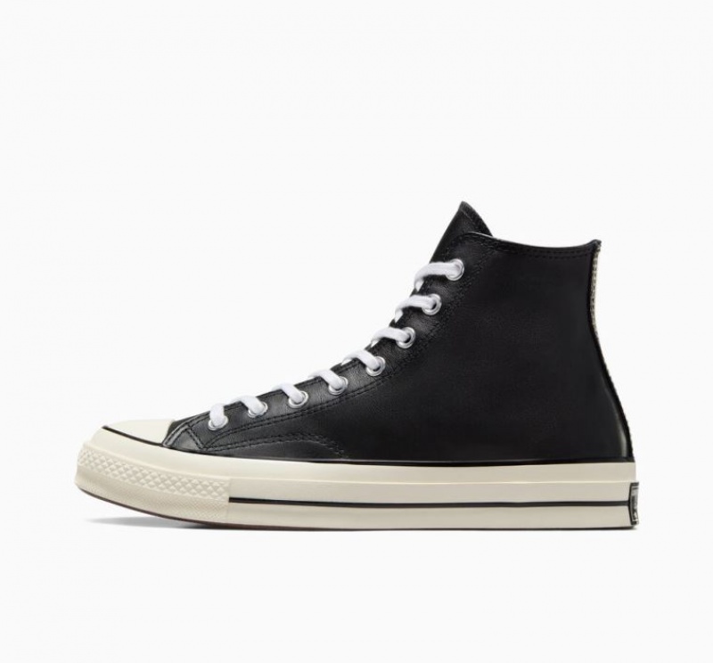 Tenis Converse Chuck 70 Leather Altos Mujer Negras | COLOMBIA Z8163M