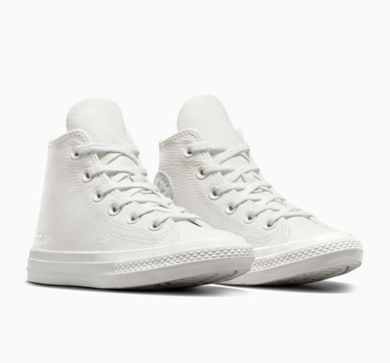 Tenis Converse Chuck 70 Leather Altos Niños Blancas | COLOMBIA C5742D