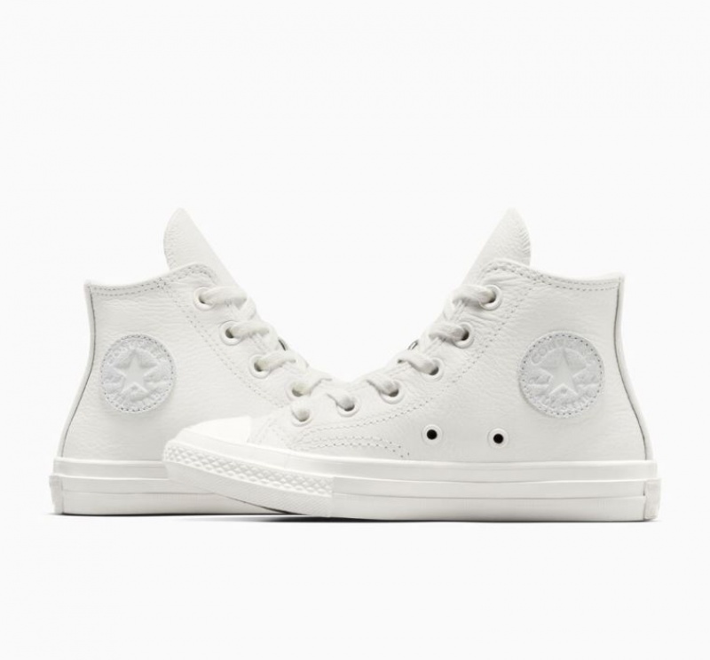 Tenis Converse Chuck 70 Leather Altos Niños Blancas | COLOMBIA C5742D