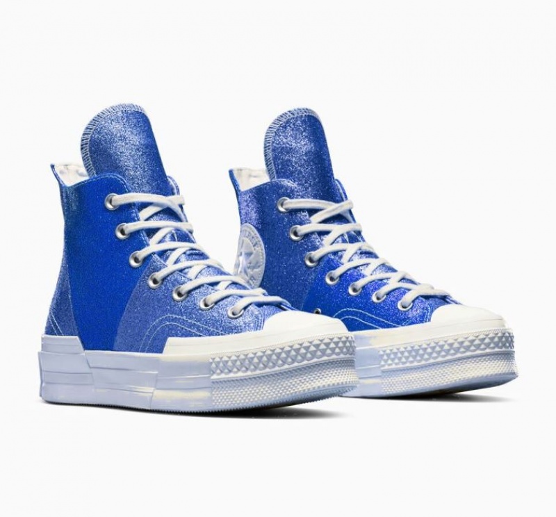 Tenis Converse Chuck 70 Plus Glitter Altos Mujer Azules | COLOMBIA E7489N