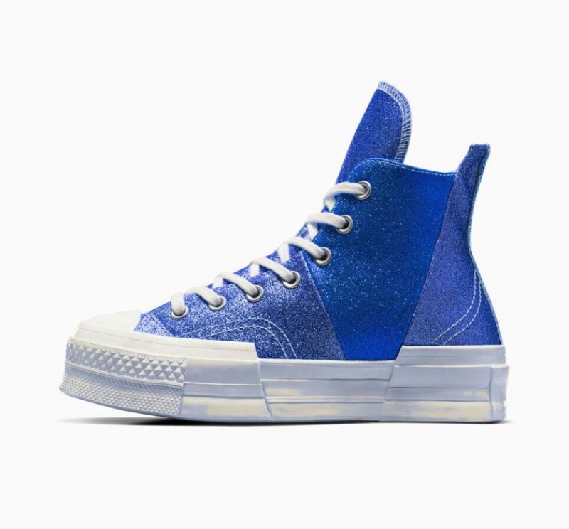 Tenis Converse Chuck 70 Plus Glitter Altos Mujer Azules | COLOMBIA E7489N