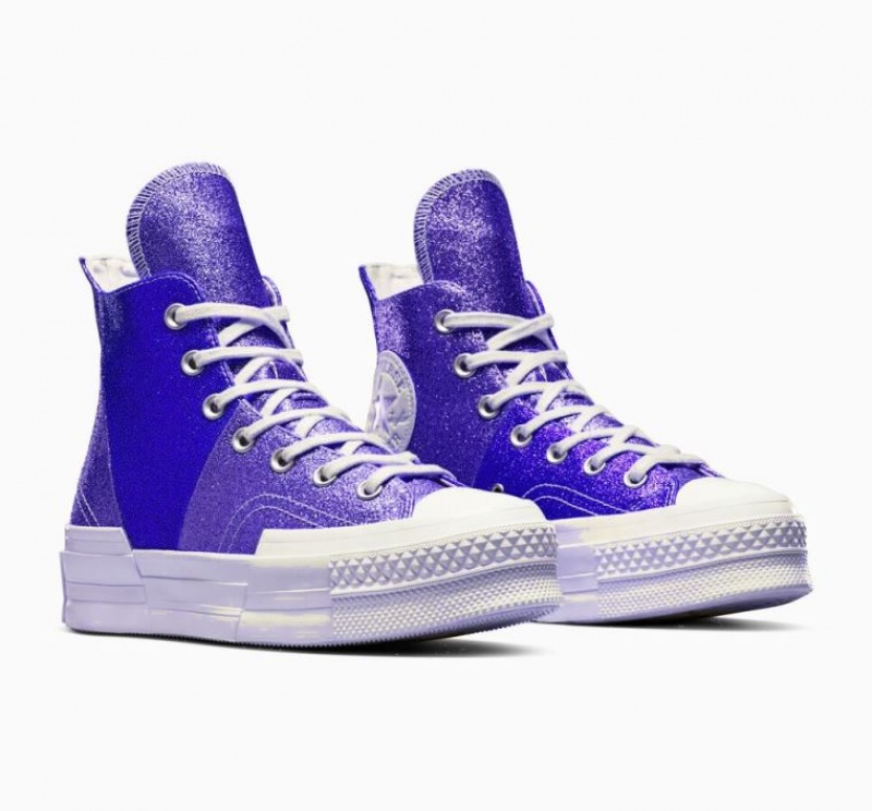 Tenis Converse Chuck 70 Plus Glitter Altos Mujer Azules | COLOMBIA W1657G