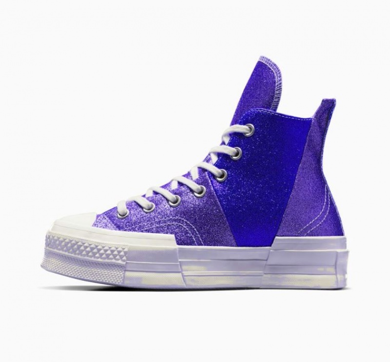 Tenis Converse Chuck 70 Plus Glitter Altos Mujer Azules | COLOMBIA W1657G