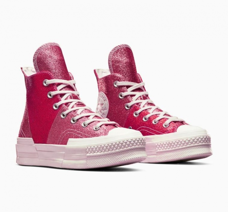 Tenis Converse Chuck 70 Plus Glitter Altos Mujer Rojas | COLOMBIA U8207O