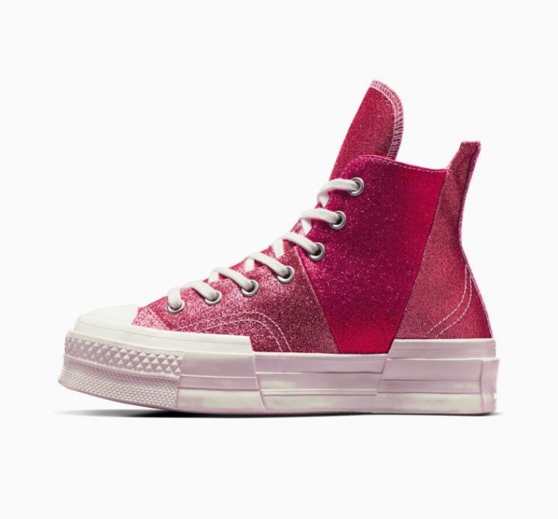 Tenis Converse Chuck 70 Plus Glitter Altos Mujer Rojas | COLOMBIA U8207O