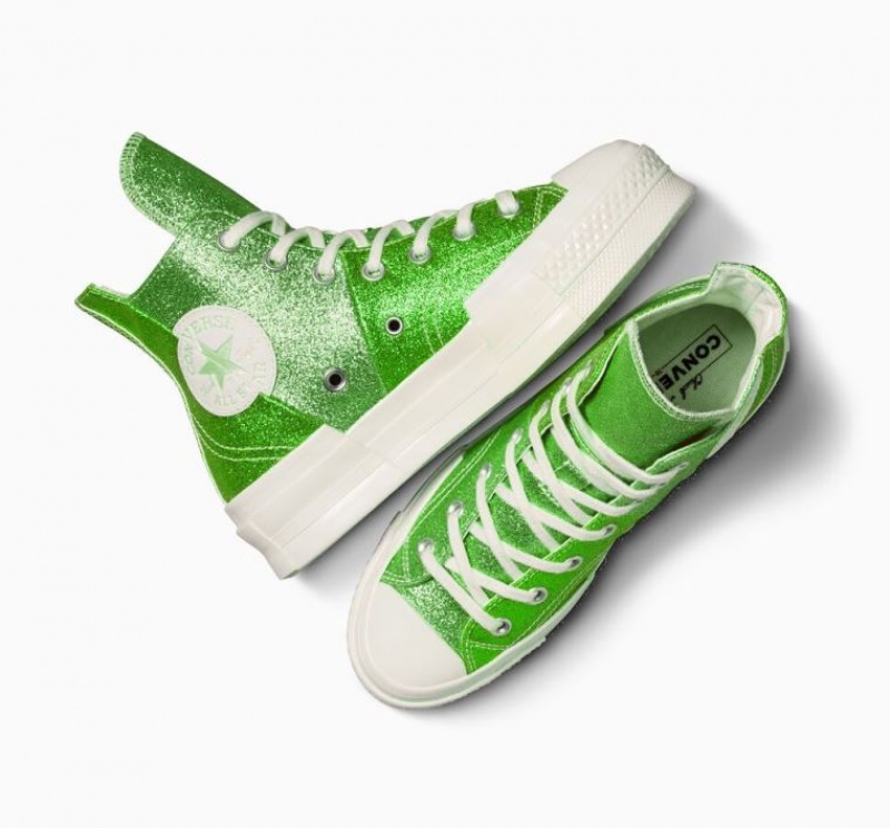 Tenis Converse Chuck 70 Plus Glitter Altos Mujer Verde | COLOMBIA L1728G