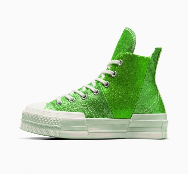 Tenis Converse Chuck 70 Plus Glitter Altos Mujer Verde | COLOMBIA L1728G