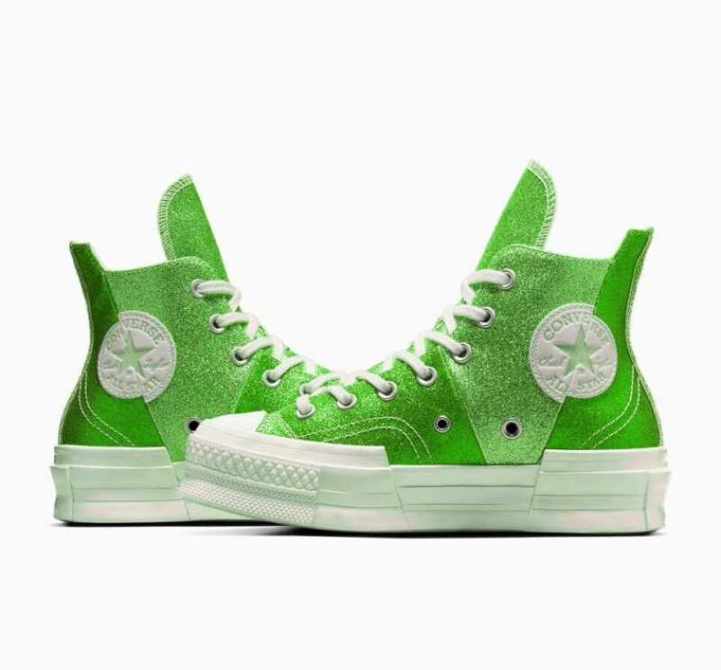 Tenis Converse Chuck 70 Plus Glitter Altos Mujer Verde | COLOMBIA L1728G