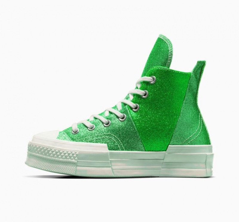 Tenis Converse Chuck 70 Plus Glitter Altos Mujer Verde | COLOMBIA O7634E